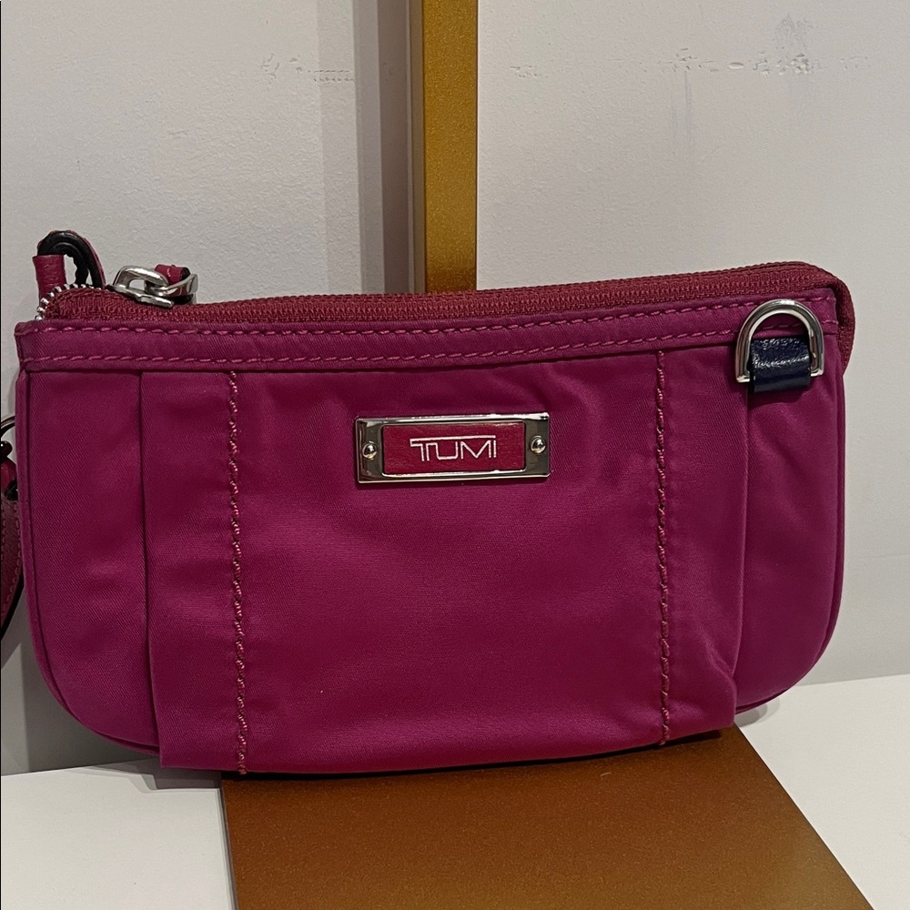 Tumi Fuchsia Nylon Wristlet Clutch with Silver Hardware